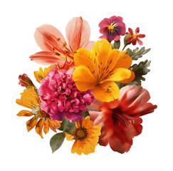 Fototapeta premium PNG Vibrant floral bouquet illustration.