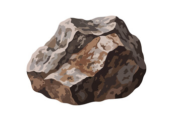 Obraz premium A detailed digital illustration of a rugged rock formation viewed from a slight angle, showcasing varied textures and earthy tones