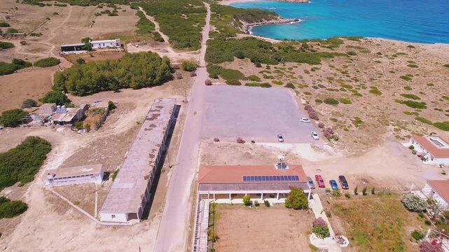Scenic Drone Flyover of Apostle Saint Andrew Monastery, Under Sunny Skies in Karpaz Peninsula, Northern Cyprus - 21 Jun 2024