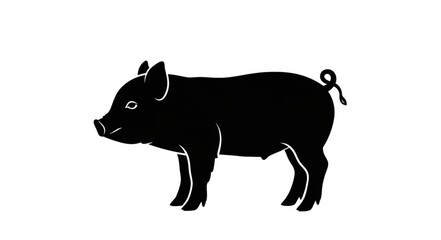 Black Silhouette of a Pig.