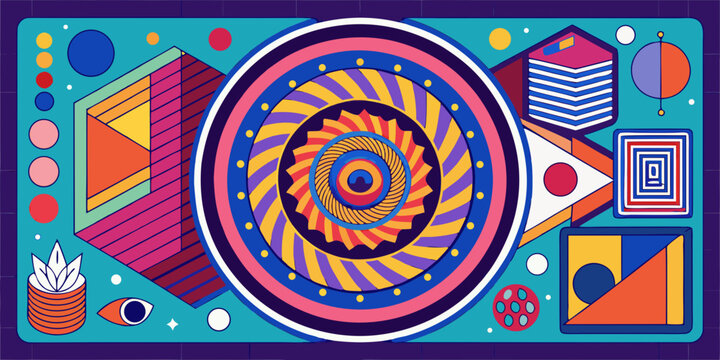 Titel titelleiste einband umschlag cover Visitenkarte rahmen hintergrund ticket sticker karte flyer plakat schild geometrisch spirale kreis netz psychedelisch klar edel