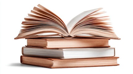 Fototapeta premium Stack of open and closed books, symbolizing knowledge and learning