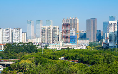 Obraz premium Bustling urban landscape of ASEAN Business District in Nanning, Guangxi, China