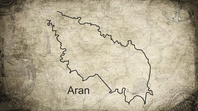 Aran Azerbaijan map drawn on a cartography background sheet of paper