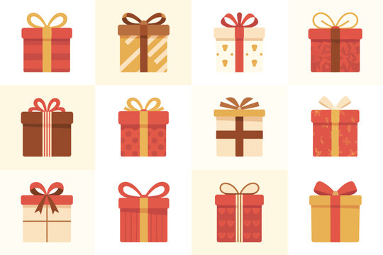 A collection of beautifully wrapped gifts in various colors and patterns.