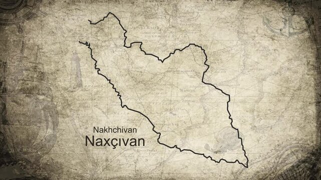 Nakhchivan Azerbaijan map drawn on a cartography background sheet of paper