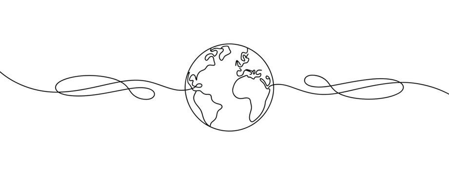 A simple line drawing of the earth on a wire.