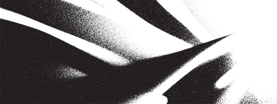 A grunge black and white background featuring a close up of a paint texture and vector arrow symbol on an asphalt road pattern with a graffiti art design shape