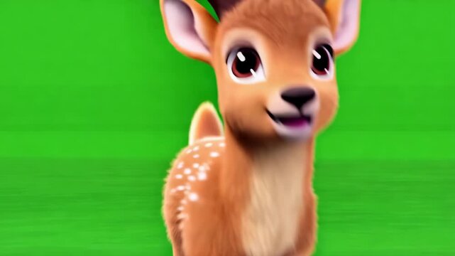 Animated baby deer running with green screen background for childrens storytelling and motion graphics projects