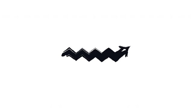 Angular sharp zigzag right arrows bold thick stroke animation. Jagged pointing to upper rightward. Expressive grunge marker highlight pointers 4K video motion. Animated ink rough direction