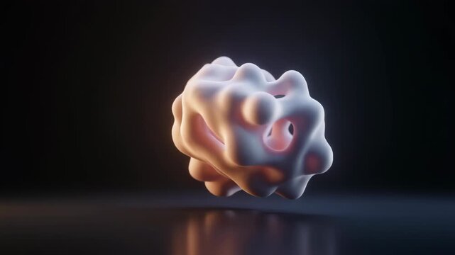A 3D rendered image of a bacterium floating in a dark environment from a close-up viewpoint, bact-23_prob3.mp4 as reference