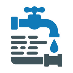 Obraz premium Vector of a faucet with a water droplet and a pipe symbolizing plumbing