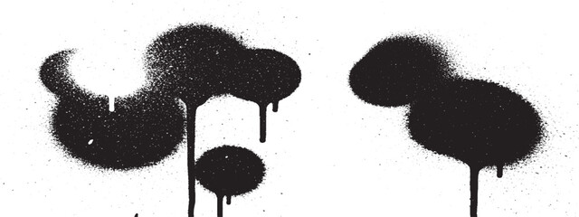 Abstract Black Spray Paint Splatters and Drips on White Background. © HexaFrame