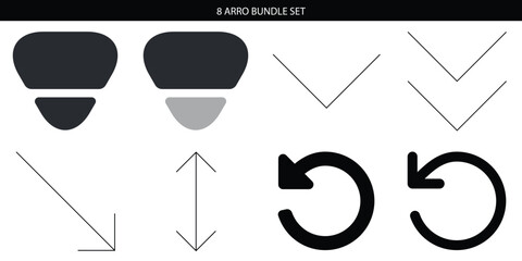 Micro bundle set icon collection. Includes arrows, pointers, and micro symbols. Created in simple line style with black and gray palette