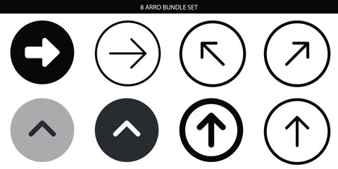 Arrow icon set. Includes left, right, up, and down arrows. Created in minimalist style with black, white, and gray palette.