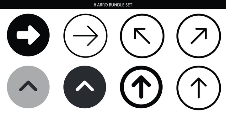 Arrow icon set. Includes left, right, up, and down arrows. Created in minimalist style with black, white, and gray palette.