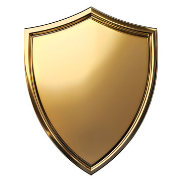 A beautifully crafted golden shield with intricate detailing and a rich, reflective surface