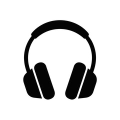 Obraz premium Minimalist black silhouette of over ear headphones icon