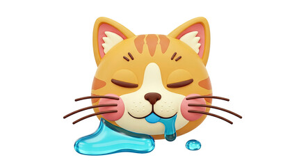 Obraz premium 3D Render of a Sleeping Orange Tabby Cat Emoji Drooling