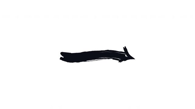 Downward curved arrows to right bold thick stroke animation. Smooth flow. Soft bend. Falling trend. Expressive grunge marker highlight pointers 4K video motion. Animated ink rough direction