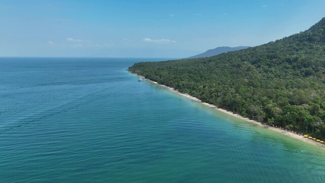 Starfish Beach (Rach Vem), Phu Quoc Island, An Giang (Kien Giang), Vietnam &ndash; 4k aerial drone footage of tropical beaches, turquoise water, white sand beach, reefs, lush coastal forest