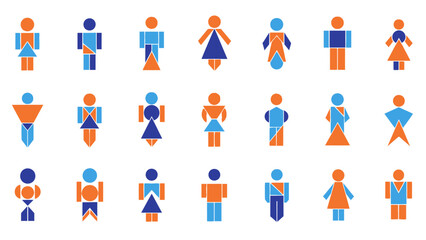 Fototapeta premium Colorful Geometric Human Figures Collection Illustrating Diversity and Unity