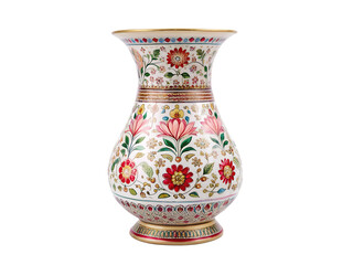Beautiful white floral vase with intricate designs and patterns