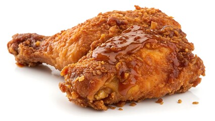 Crispy fried chicken leg isolated on white background