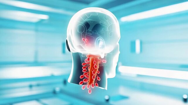 Human head anatomy with lymph nodes 3d render visualization for medical science education and pharmaceutical industry