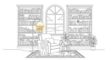 Detailed Architectural Drawing of Library Building.