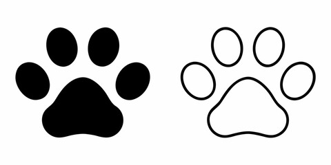 Two contrasting paw prints one solid one outlined in black and white © Asit