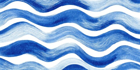 Watercolor washes in deep blue create a wavy pattern on a white background