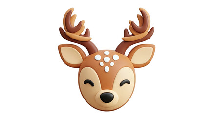 Cute 3D Cartoon Deer Head with Antlers and Spots