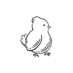 Fototapeta premium Little cute chick vector graphic illustration. Whimsical hand drawn isolated doodle baby birds for kids design. Black and white doodle clipart for organic farm product packaging, Easter card, textile.