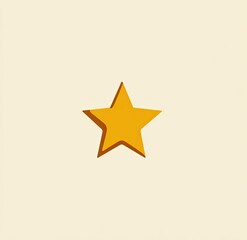 Fototapeta premium A stylized, golden, five-pointed star floats against a pale, warm background