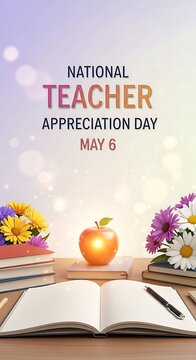 Celebrating national teacher appreciation day with symbolic classroom elements on may 6th