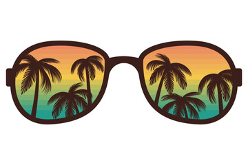 sunglasses reflecting a tropical view