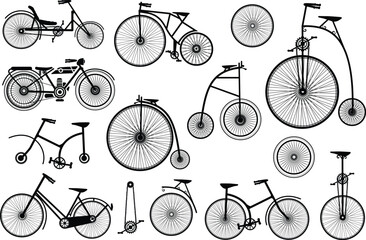 Collection of vintage and modern bicycle silhouettes © Shaidul