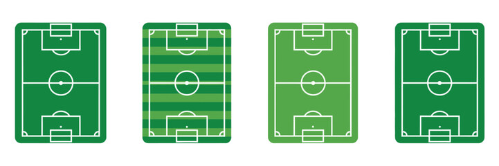 Football field icon, showcasing a detailed football pitch in green with line-style vector illustration for apps, infographics, and sports graphics. © Dalim 4