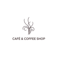 Elegant ornamental swirl logo for cafe and coffee shop with decorative flourishes