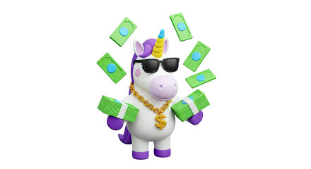 Fototapeta premium Rich Unicorn with Money