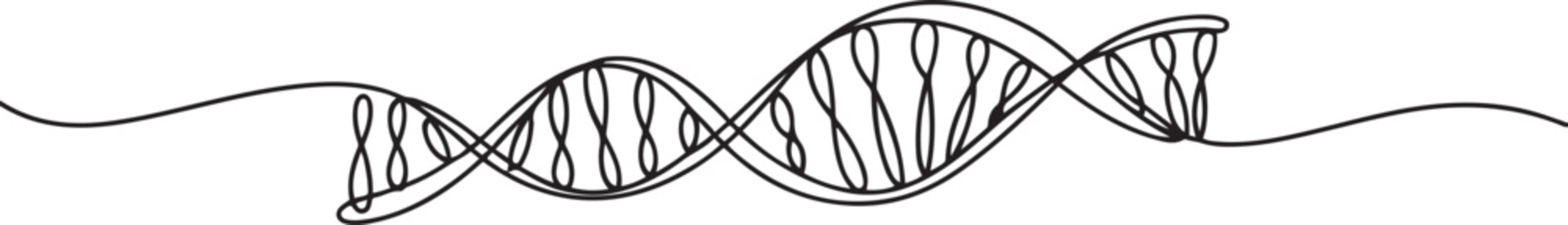 National Science Day. Continuous one line drawing of DNA. Can used for logo, emblem, slide show and banner. one line Icon drawing