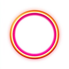 Glowing neon circle, bright pink and orange, with a white, circular void