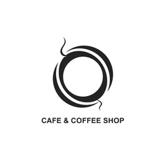 Circular logo with abstract swirls for coffee shop