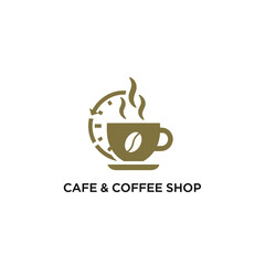 Gold coffee shop logo with bean and steam a premium design for cafe brand