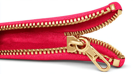 3d realistic vector zipper, open background. Illustration on transparent background.