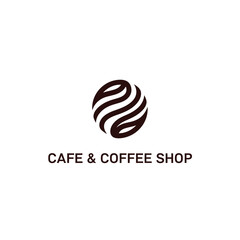 Circular wave coffee logo design with spiral lines for cafe and shop advertising