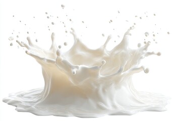 Isolated image of a fluid splash with crown-like structure and small droplets