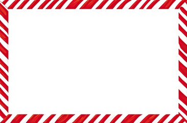 A white rectangular area outlined by red and white diagonal striped decorative border