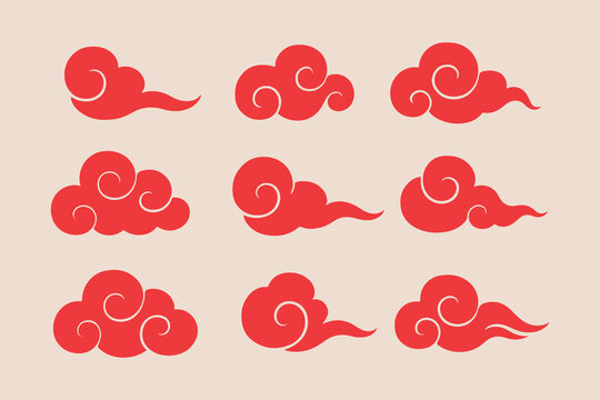 oriental cloud sticker clipart collections